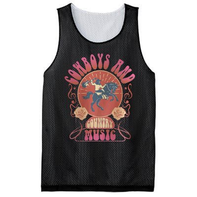 Retro Vintage Cow And Country Music Western Cowgirl Mesh Reversible Basketball Jersey Tank