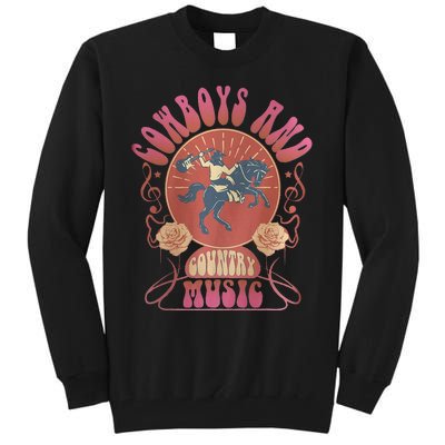 Retro Vintage Cow And Country Music Western Cowgirl Tall Sweatshirt