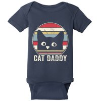 Retro Vintage Cat Daddy Funny Cat Dad Gifts Father's Day Baby Bodysuit