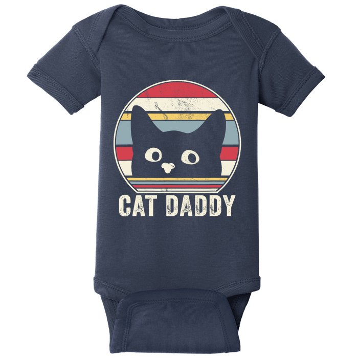 Retro Vintage Cat Daddy Funny Cat Dad Gifts Father's Day Baby Bodysuit