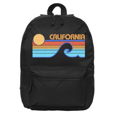 Retro Vintage California Sunset Wave 16 in Basic Backpack