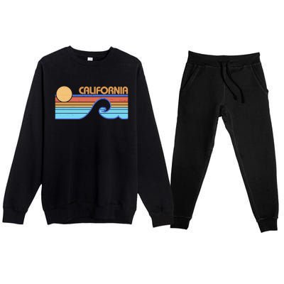 Retro Vintage California Sunset Wave Premium Crewneck Sweatsuit Set