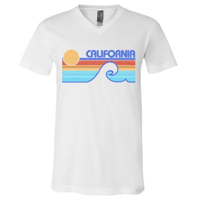 Retro Vintage California Sunset Wave V-Neck T-Shirt