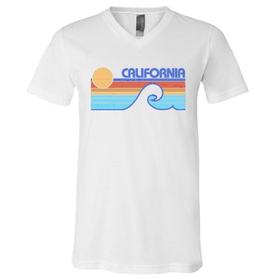 Retro Vintage California Sunset Wave V-Neck T-Shirt