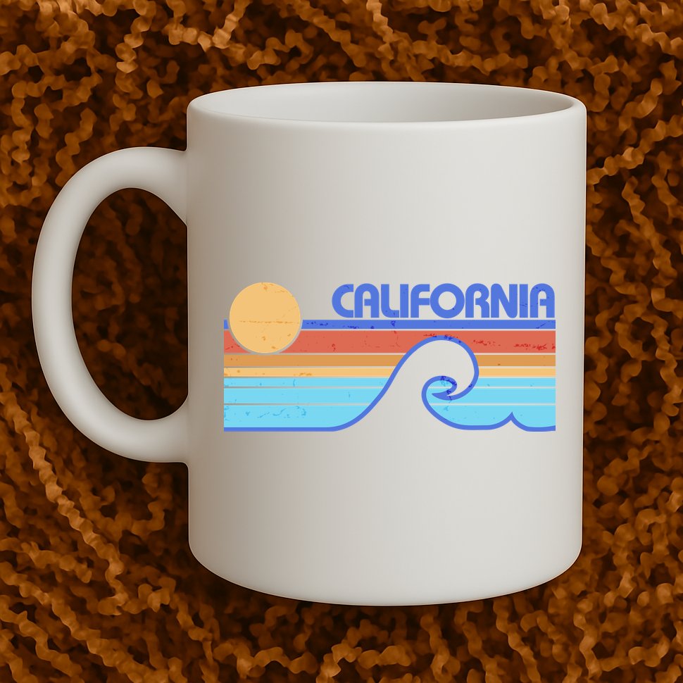 Retro Vintage California Sunset Wave Mug