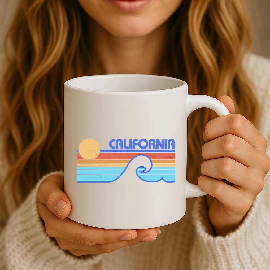 Retro Vintage California Sunset Wave Mug
