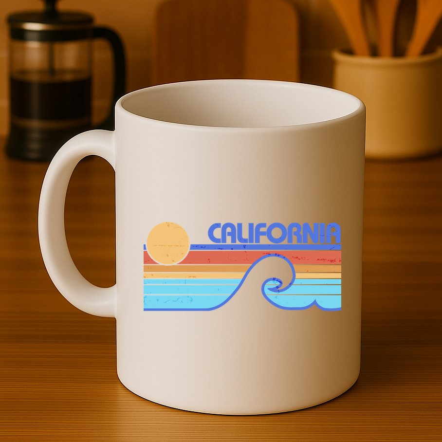 Retro Vintage California Sunset Wave Mug