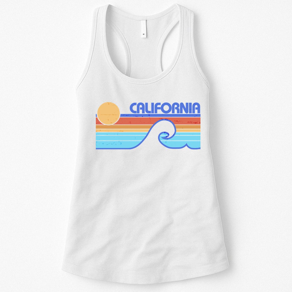 Retro Vintage California Sunset Wave Womens Tank Top