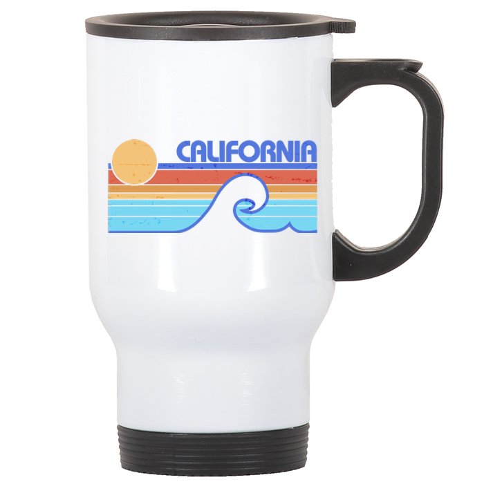 Retro Vintage California Sunset Wave Stainless Steel Travel Mug