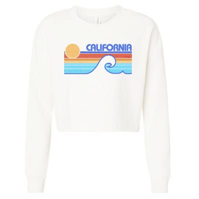 Retro Vintage California Sunset Wave Cropped Pullover Crew
