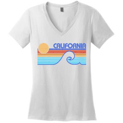Retro Vintage California Sunset Wave Women's V-Neck T-Shirt
