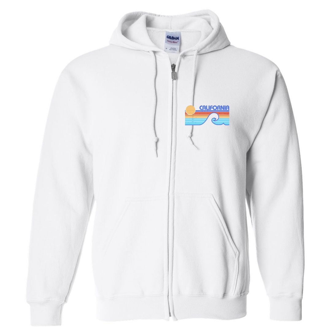 Retro Vintage California Sunset Wave Full Zip Hoodie