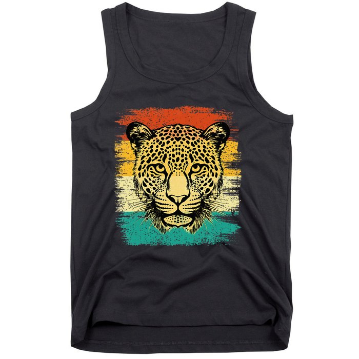 Retro Vintage Cheetah Face Zookeeper Wildlife Zoologist Tank Top