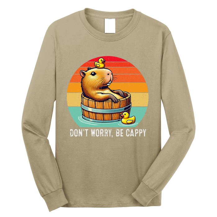 Retro Vintage Capybara Dont Be Worry Be Capy Long Sleeve Shirt