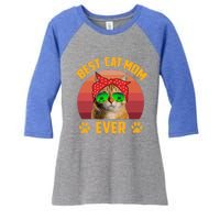 Retro Vintage Cat Mom Funny Mother's Day Best Cat Mom Ever Funny Gift Women's Tri-Blend 3/4-Sleeve Raglan Shirt