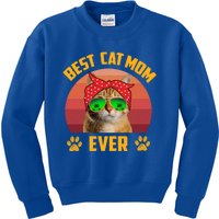 Retro Vintage Cat Mom Funny Mother's Day Best Cat Mom Ever Funny Gift Kids Sweatshirt