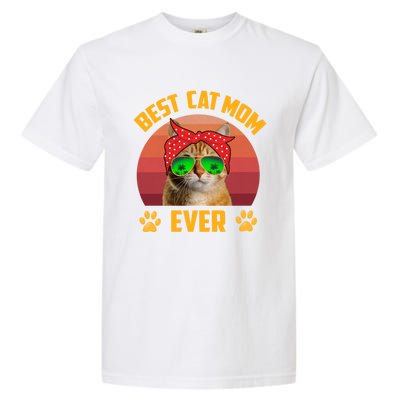 Retro Vintage Cat Mom Funny Mother's Day Best Cat Mom Ever Funny Gift Garment-Dyed Heavyweight T-Shirt