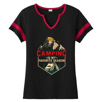 Retro Vintage Camping Is My Favorite Season Gift Ladies Halftime Notch Neck Tee