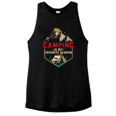 Retro Vintage Camping Is My Favorite Season Gift Ladies PosiCharge Tri-Blend Wicking Tank