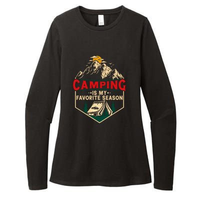 Retro Vintage Camping Is My Favorite Season Gift Womens CVC Long Sleeve Shirt