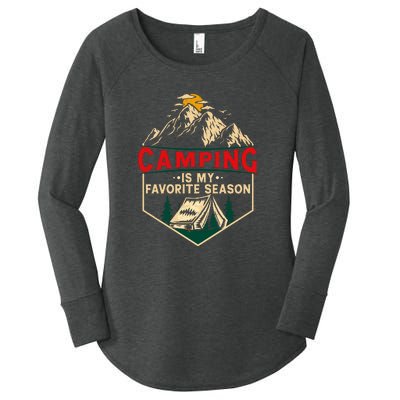 Retro Vintage Camping Is My Favorite Season Gift Women's Perfect Tri Tunic Long Sleeve Shirt