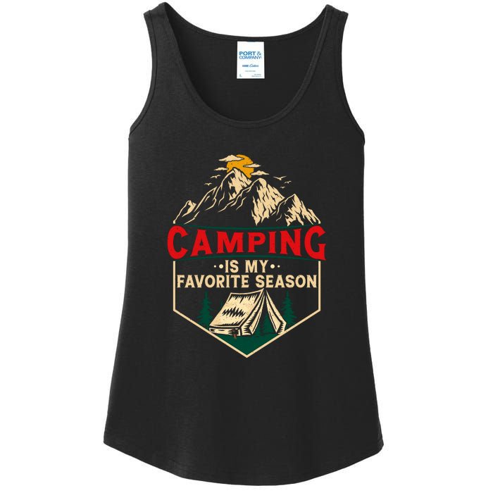 Retro Vintage Camping Is My Favorite Season Gift Ladies Essential Tank