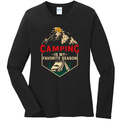 Retro Vintage Camping Is My Favorite Season Gift Ladies Long Sleeve Shirt