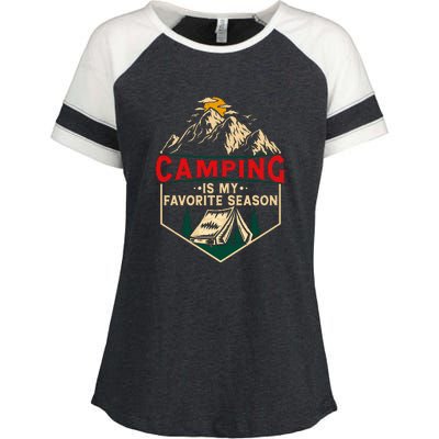 Retro Vintage Camping Is My Favorite Season Gift Enza Ladies Jersey Colorblock Tee