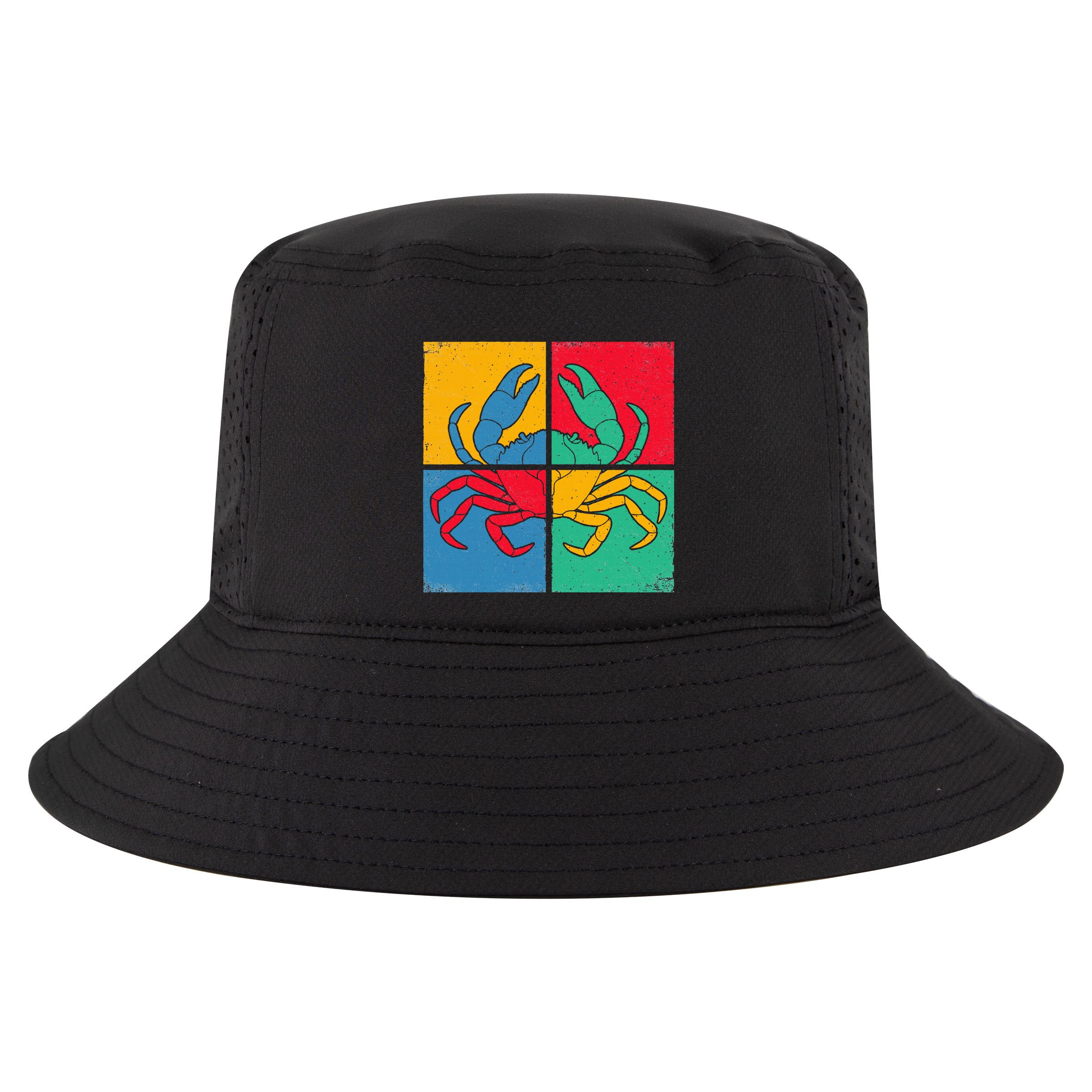 Retro Vintage Crab Crustacean Sea Seafood Crabber Crabbing Cool Comfort Performance Bucket Hat