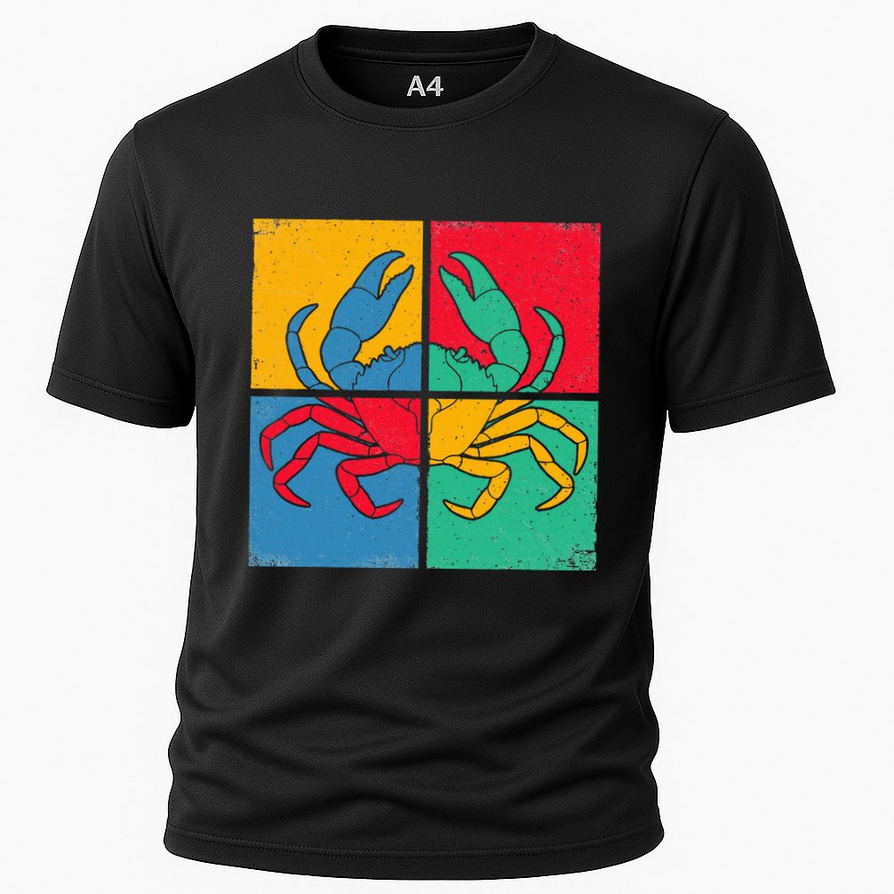 Retro Vintage Crab Crustacean Sea Seafood Crabber Crabbing Cooling Performance Crew T-Shirt