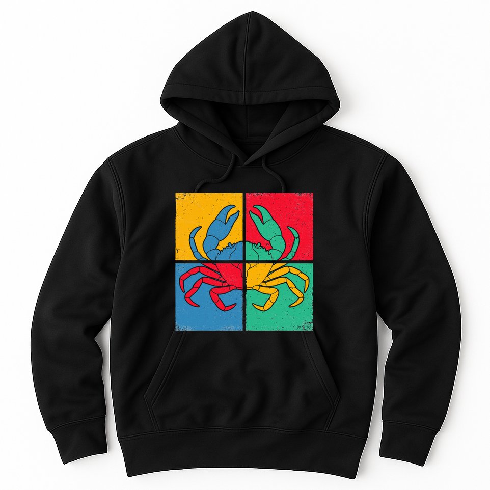 Retro Vintage Crab Crustacean Sea Seafood Crabber Crabbing Hoodie