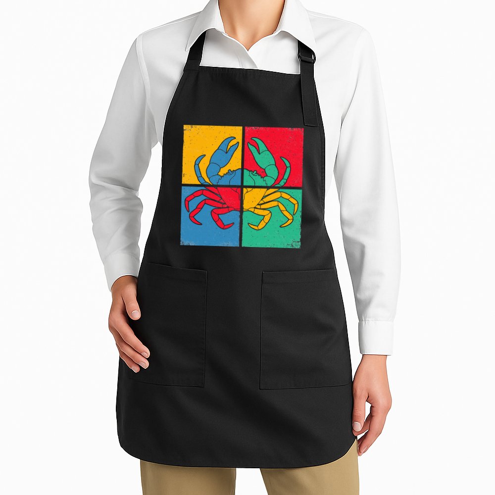 Retro Vintage Crab Crustacean Sea Seafood Crabber Crabbing Apron