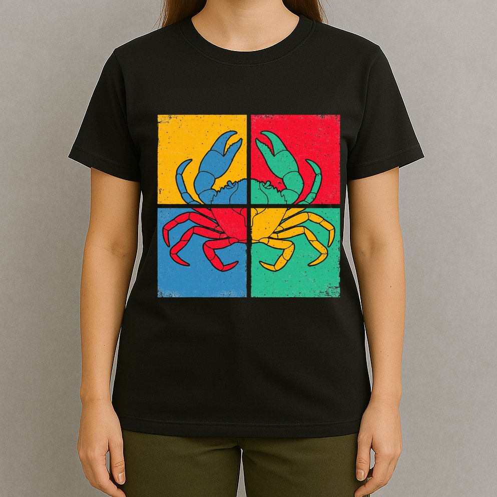 Retro Vintage Crab Crustacean Sea Seafood Crabber Crabbing T-Shirt