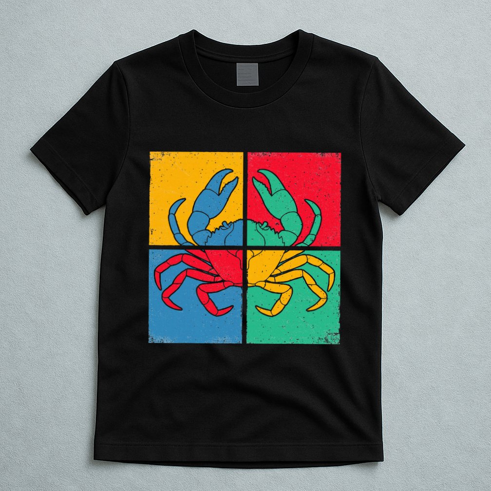 Retro Vintage Crab Crustacean Sea Seafood Crabber Crabbing T-Shirt