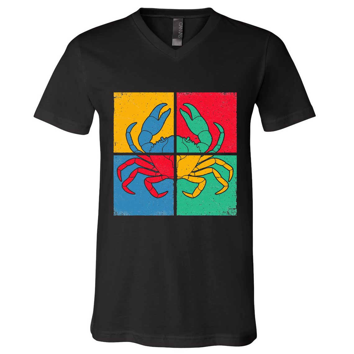 Retro Vintage Crab Crustacean Sea Seafood Crabber Crabbing V-Neck T-Shirt