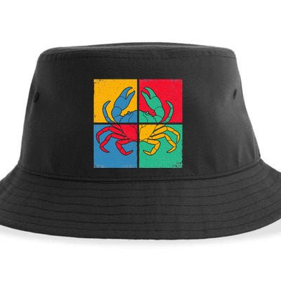 Retro Vintage Crab Crustacean Sea Seafood Crabber Crabbing Sustainable Bucket Hat