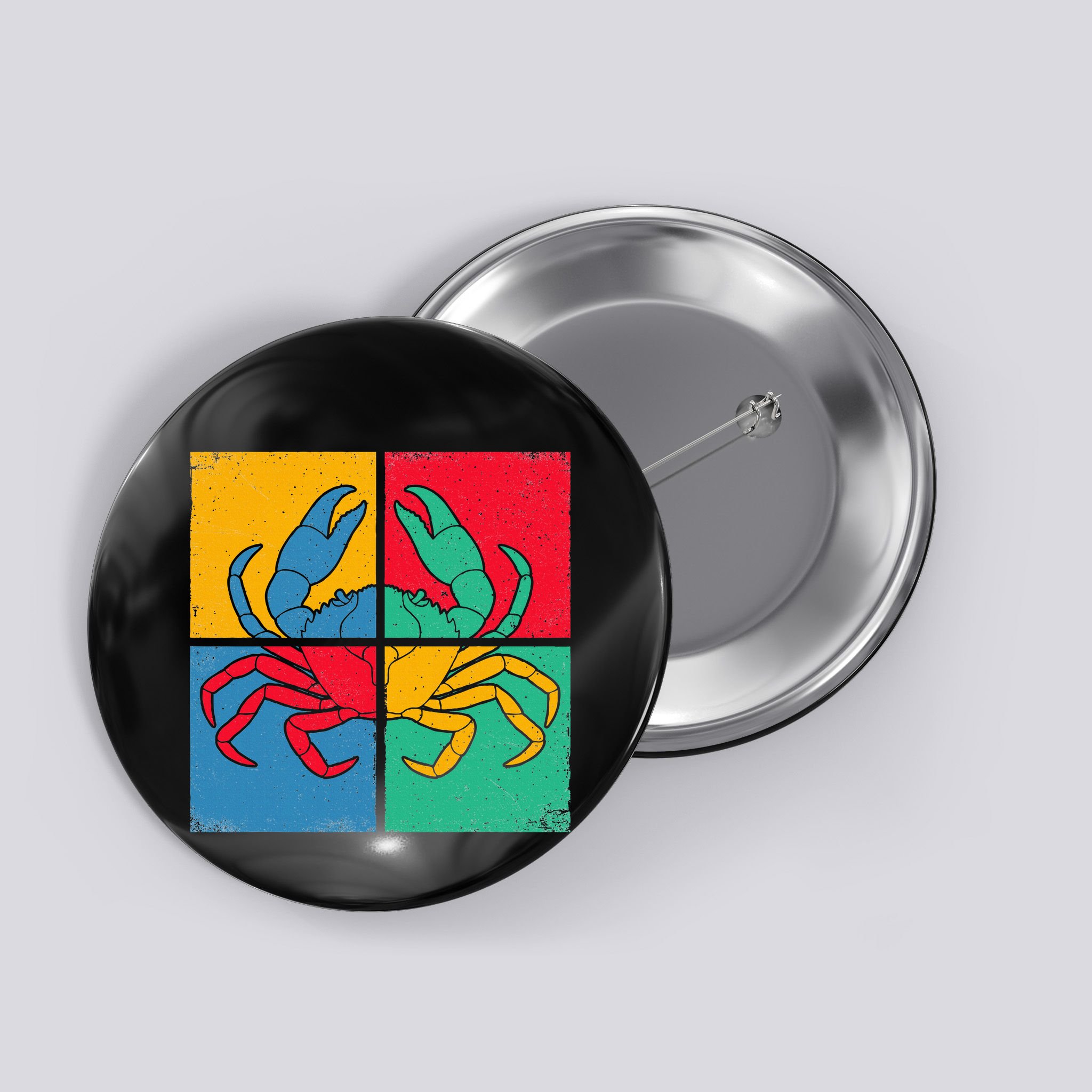 Retro Vintage Crab Crustacean Sea Seafood Crabber Crabbing Button