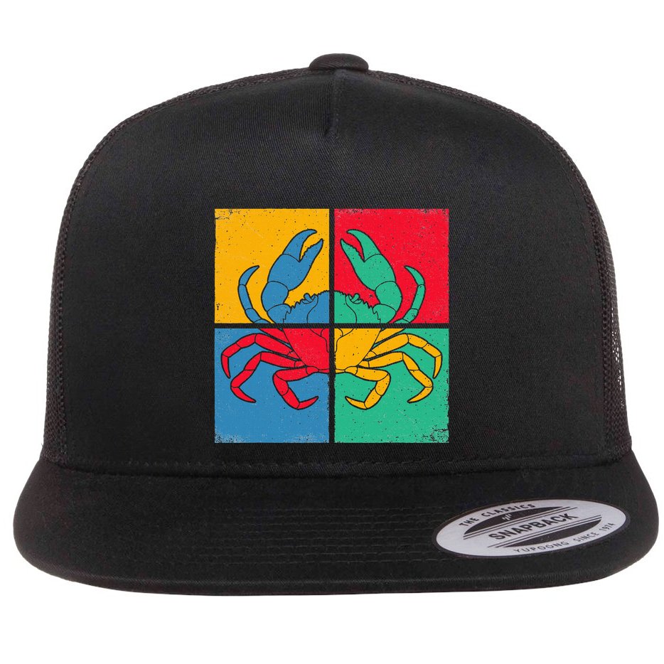 Retro Vintage Crab Crustacean Sea Seafood Crabber Crabbing Flat Bill Trucker Hat
