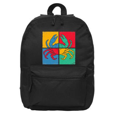 Retro Vintage Crab Crustacean Sea Seafood Crabber Crabbing 16 in Basic Backpack