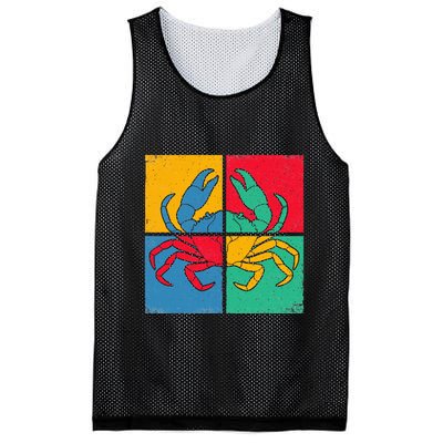 Retro Vintage Crab Crustacean Sea Seafood Crabber Crabbing Mesh Reversible Basketball Jersey Tank