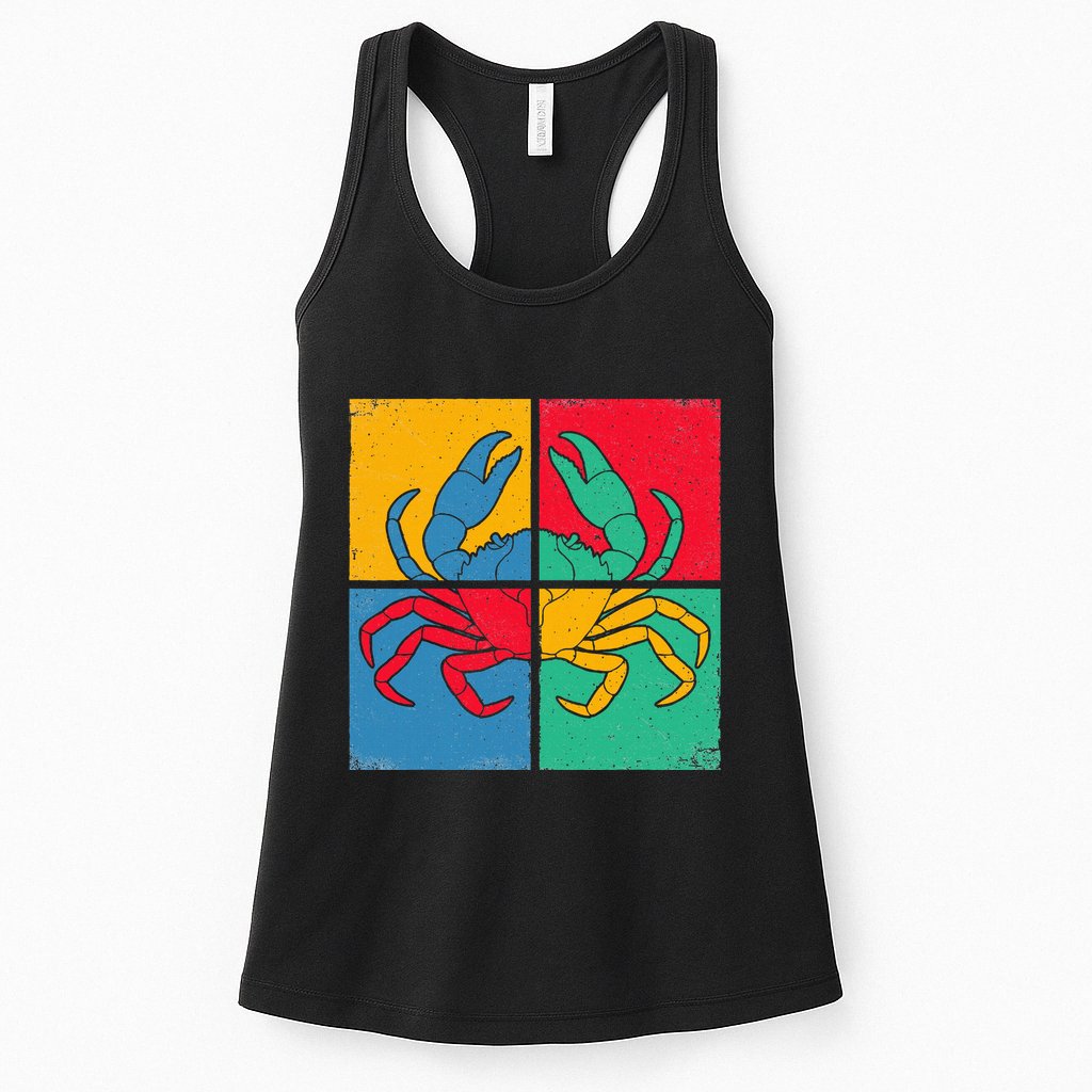 Retro Vintage Crab Crustacean Sea Seafood Crabber Crabbing Womens Tank Top