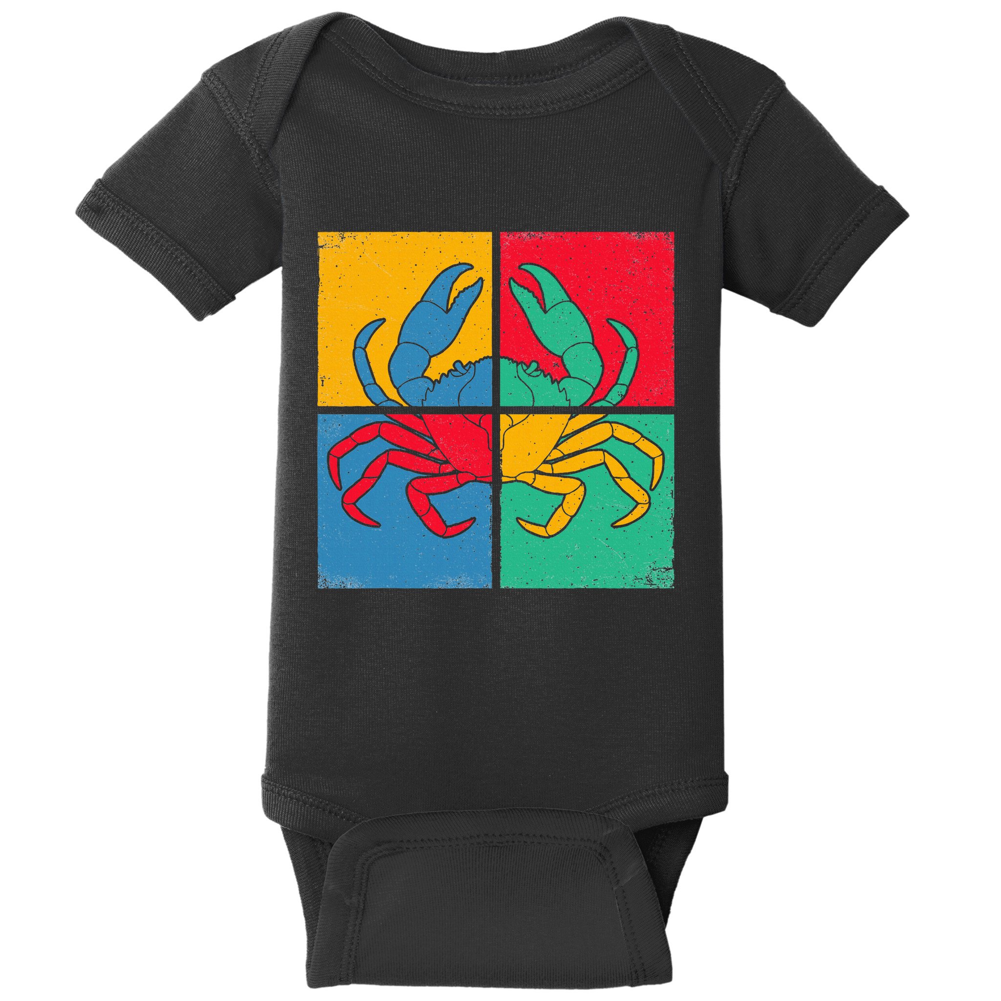 Retro Vintage Crab Crustacean Sea Seafood Crabber Crabbing Baby Bodysuit