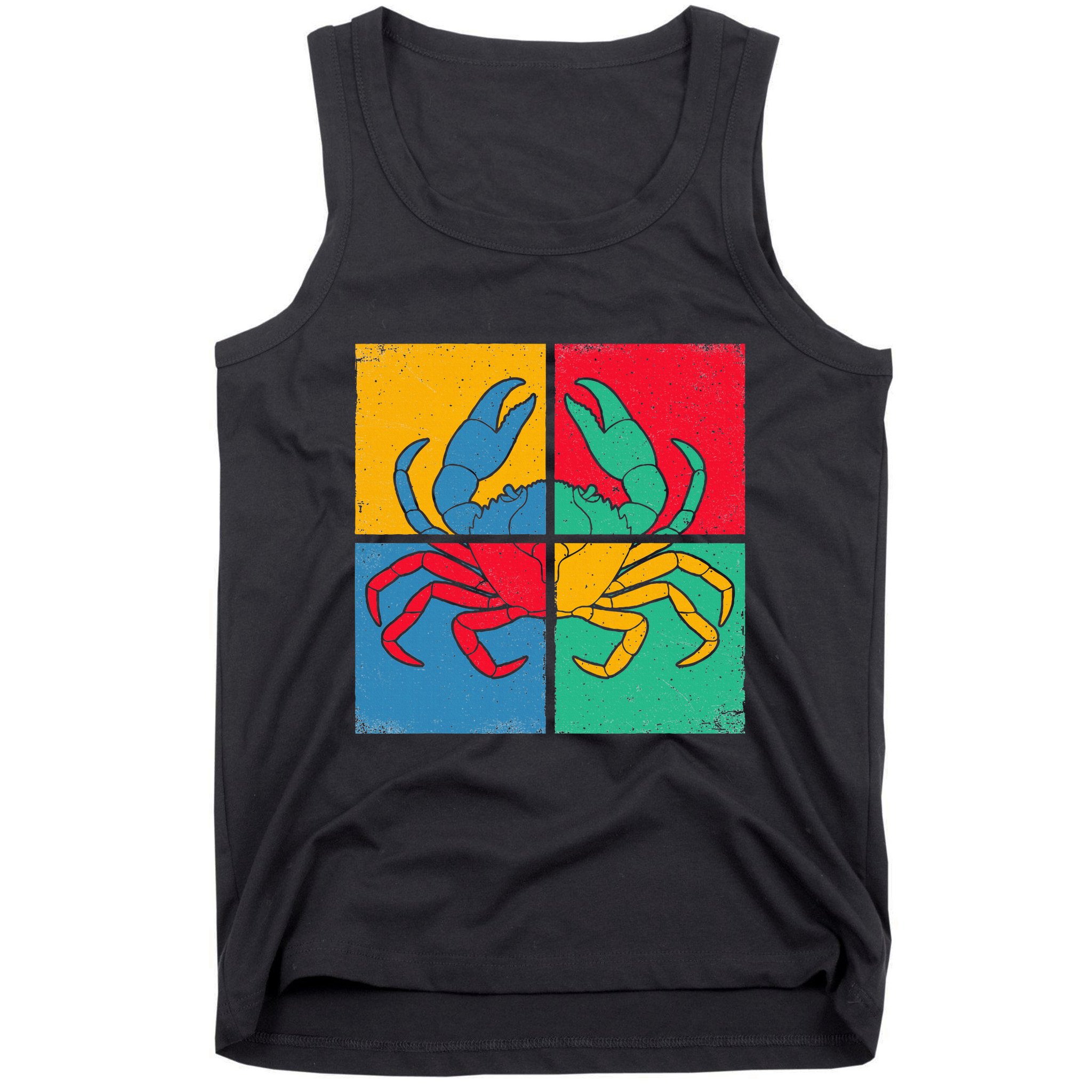 Retro Vintage Crab Crustacean Sea Seafood Crabber Crabbing Tank Top