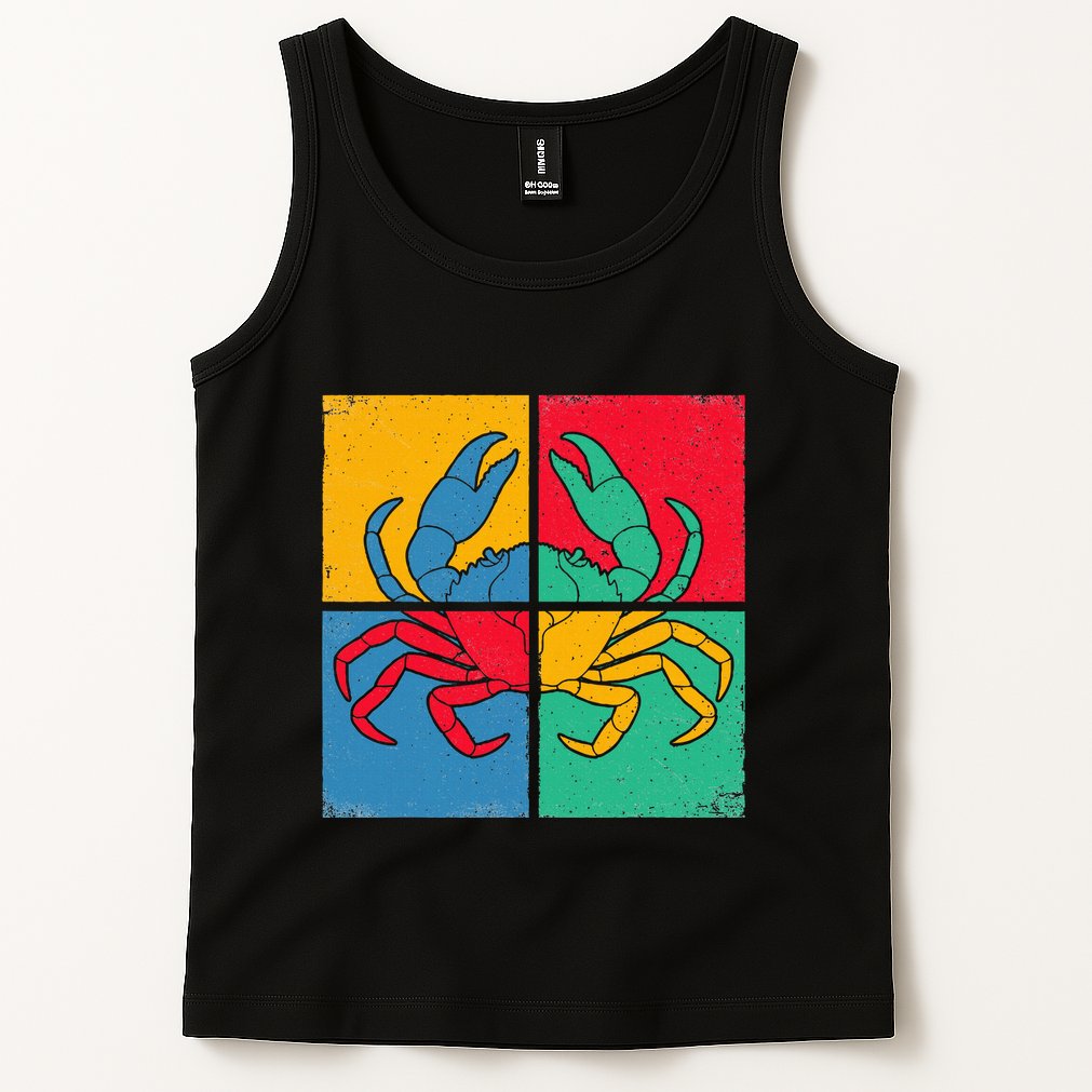 Retro Vintage Crab Crustacean Sea Seafood Crabber Crabbing Tank Top