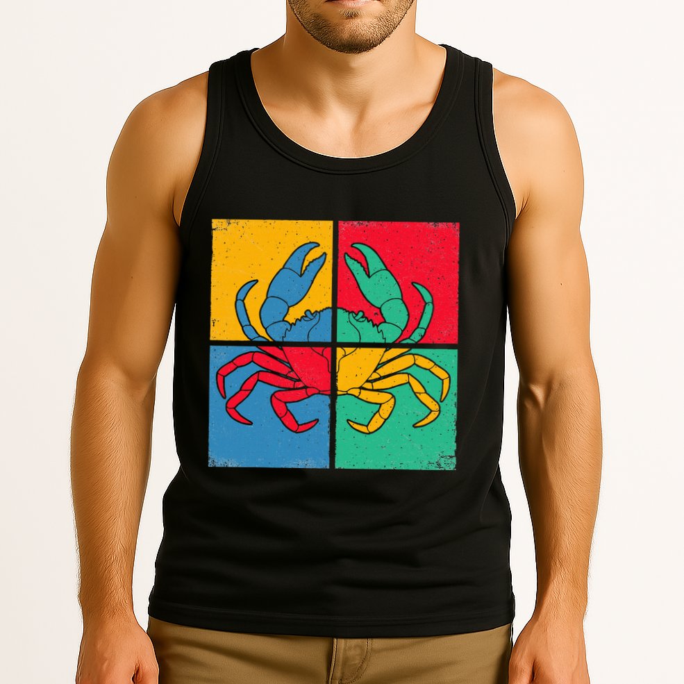 Retro Vintage Crab Crustacean Sea Seafood Crabber Crabbing Tank Top
