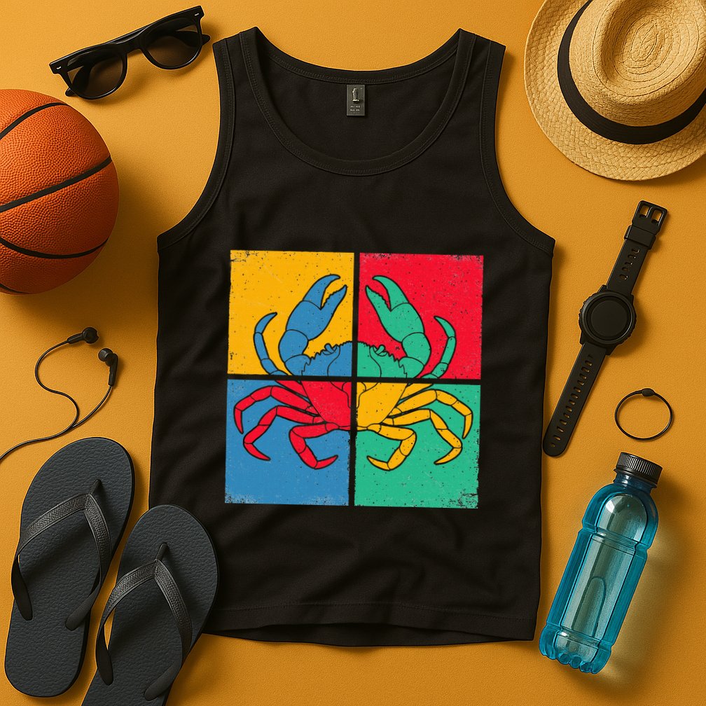 Retro Vintage Crab Crustacean Sea Seafood Crabber Crabbing Tank Top