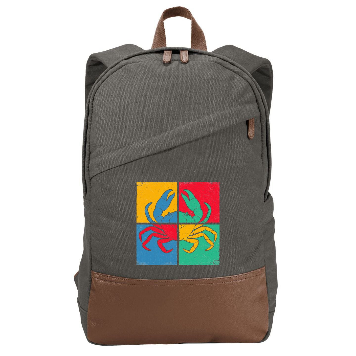 Retro Vintage Crab Crustacean Sea Seafood Crabber Crabbing Cotton Canvas Backpack