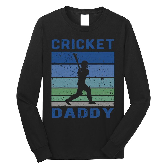 Retro Vintage Cricket Dad Father's Day Cricket Coach Long Sleeve Shirt