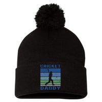 Retro Vintage Cricket Dad Father's Day Cricket Coach Pom Pom 12in Knit Beanie