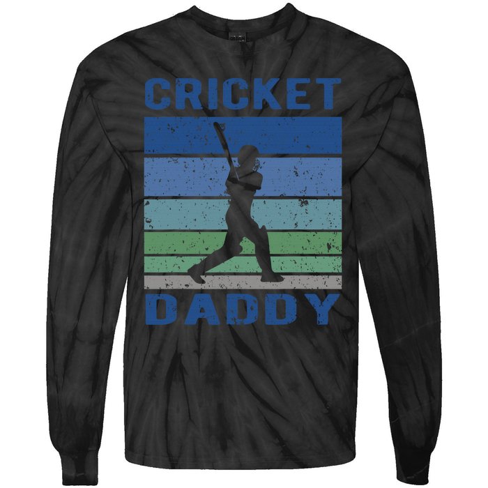 Retro Vintage Cricket Dad Father's Day Cricket Coach Tie-Dye Long Sleeve Shirt